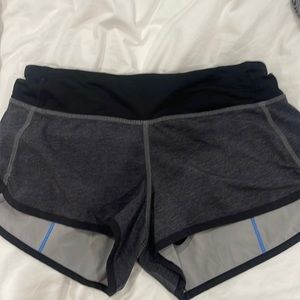 Lululemon Black Speed Up Shorts With Blue Detailing Size 4